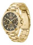 Hugo Boss Troper Chronograph Green Dial Gold Steel Strap Watch For Men - 1514059