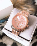 Michael Kors Lexington Rose Gold Dial Rose Gold Steel Strap Watch for Women - MK5569