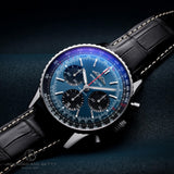 Breitling Navitimer B01 Chronograph 41 Blue Dial Black Leather Strap Watch for Men - AB0139241C1P1