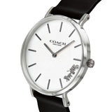 Coach Perry White Dial Black Leather Strap Watch for Women - 14503115