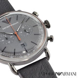 Emporio Armani Aviator Grey Dial Grey Leather Strap Watch For Men - AR11168