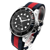 Gucci Dive Black Dial Red & Blue Nylon Strap Watch For Men - YA136210