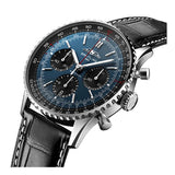 Breitling Navitimer B01 Chronograph 41 Blue Dial Black Leather Strap Watch for Men - AB0139241C1P1