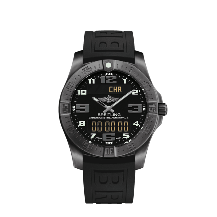 Breitling Aerospace Evo Black Dial Black Rubber Strap Watch for Men - V79363101B1S1