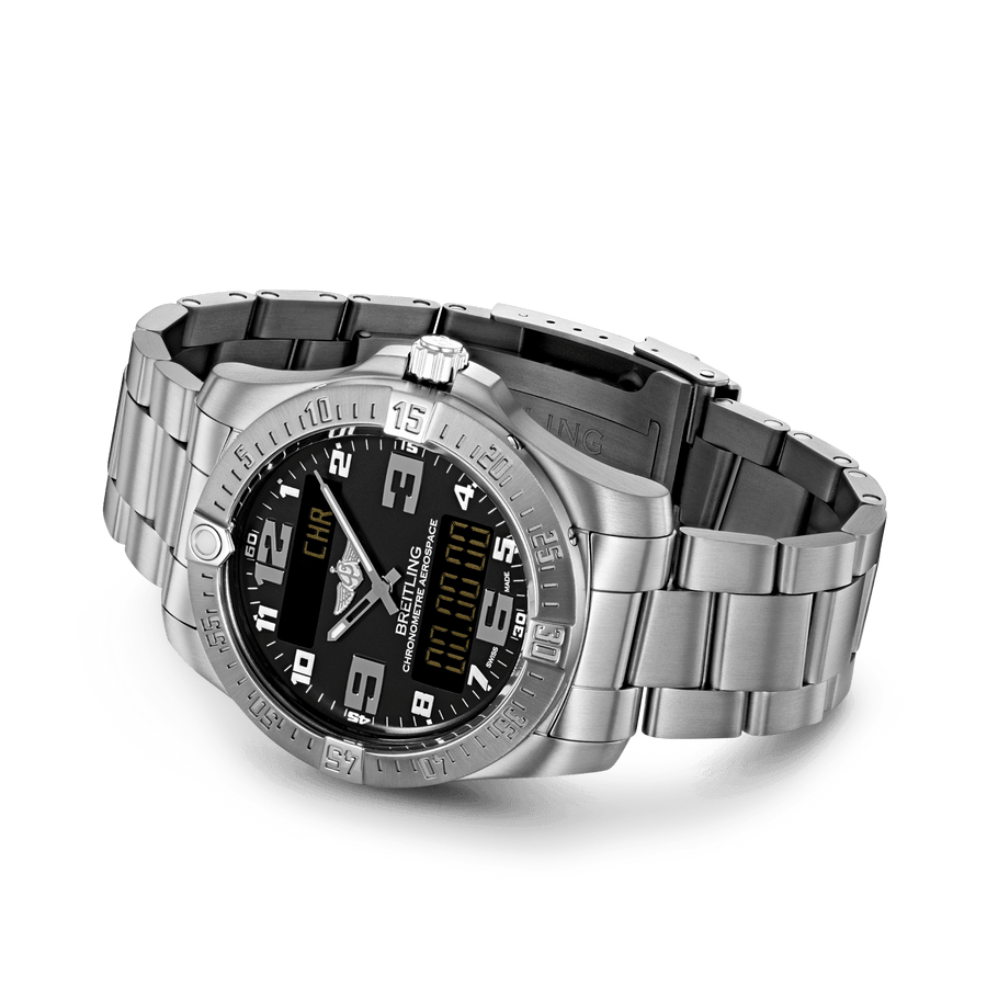 Breitling Aerospace Evo Black Dial Silver Steel Strap Watch for Men - E79363101B1E1