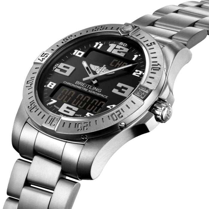 Breitling Aerospace Evo Black Dial Silver Steel Strap Watch for Men - E79363101B1E1