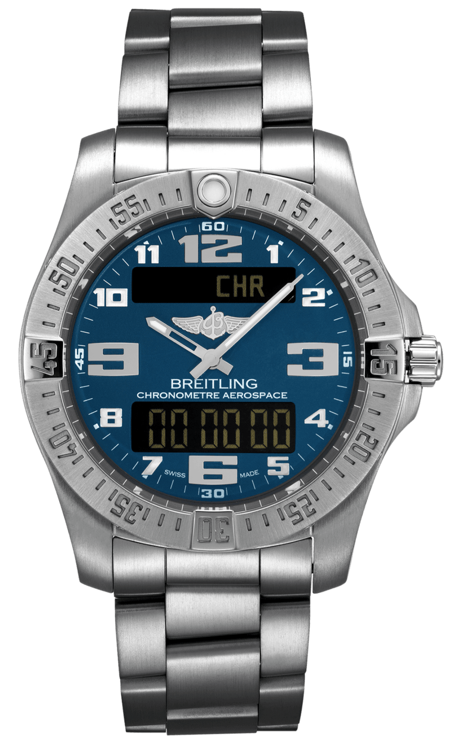 Breitling Aerospace Evo Blue Dial Silver Steel Strap Watch for Men - E79363101C1E1