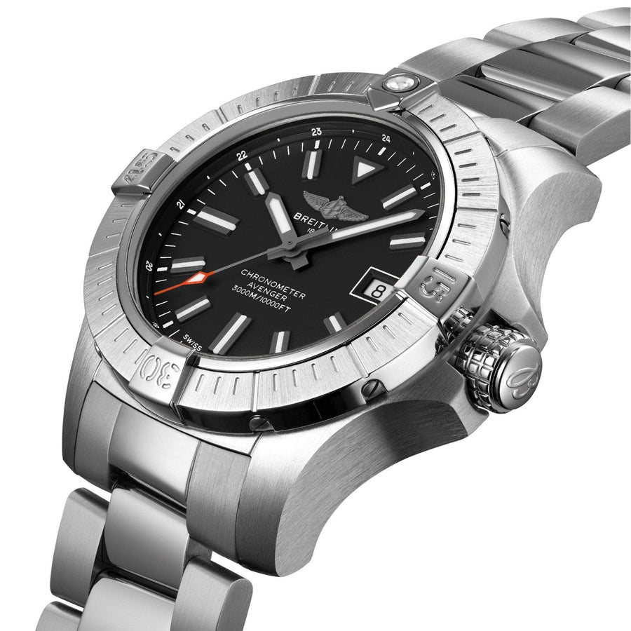 Breitling Avenger Automatic 43mm Black Dial Silver Steel Strap Watch for Men - A17318101B1A1