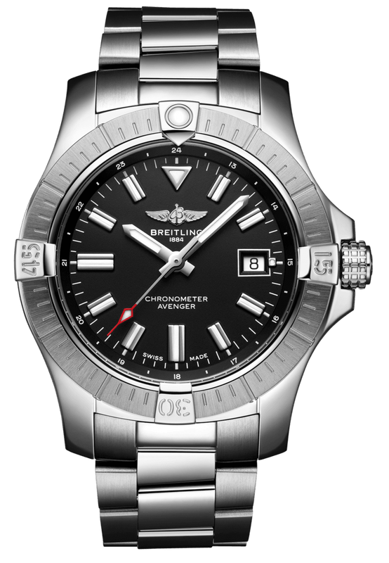 Breitling Avenger Automatic 43mm Black Dial Silver Steel Strap Watch for Men - A17318101B1A1