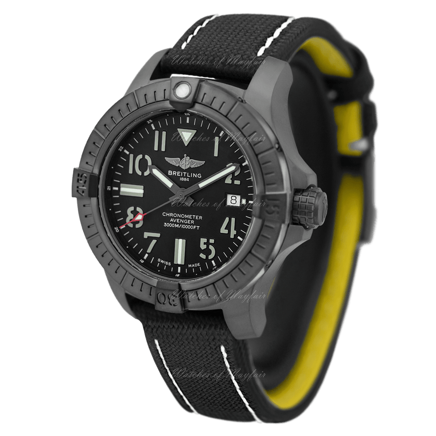 Breitling Avenger Automatic 45 Seawolf Night Mission Black Dial Black Nylon Strap Watch for Men - V17319101B1X1