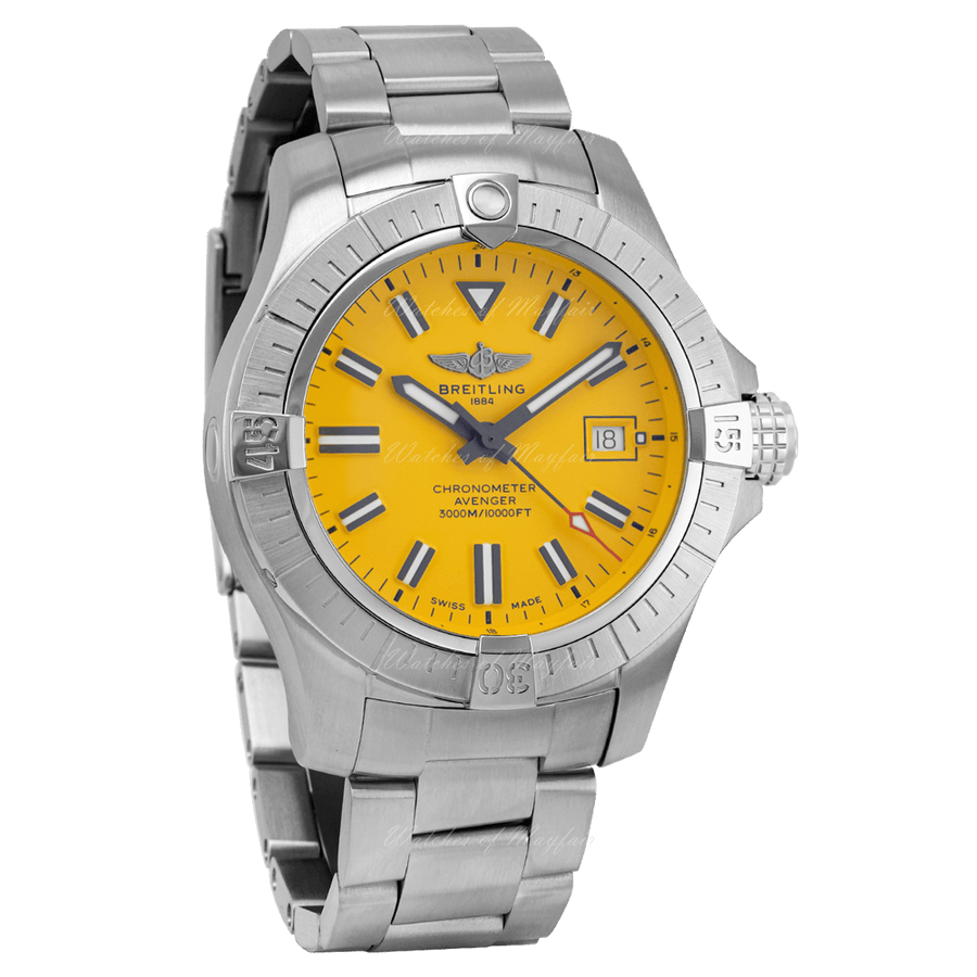 Breitling Avenger Automatic 45mm Seawolf Yellow Dial Silver Steel Strap Strap Watch for Men - A17319101/1A1