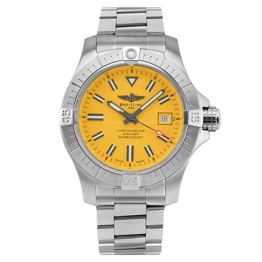 Breitling Avenger Automatic 45mm Seawolf Yellow Dial Silver Steel Strap Strap Watch for Men - A17319101/1A1