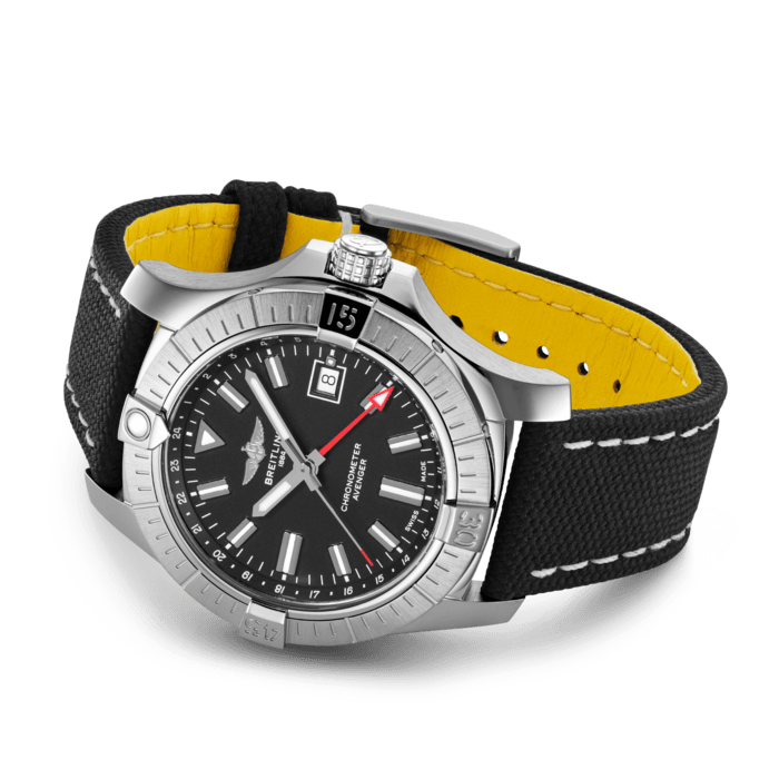 Breitling Avenger Automatic GMT 43 Black Dial Black Nylon Strap Watch for Men - A32397101B1X1