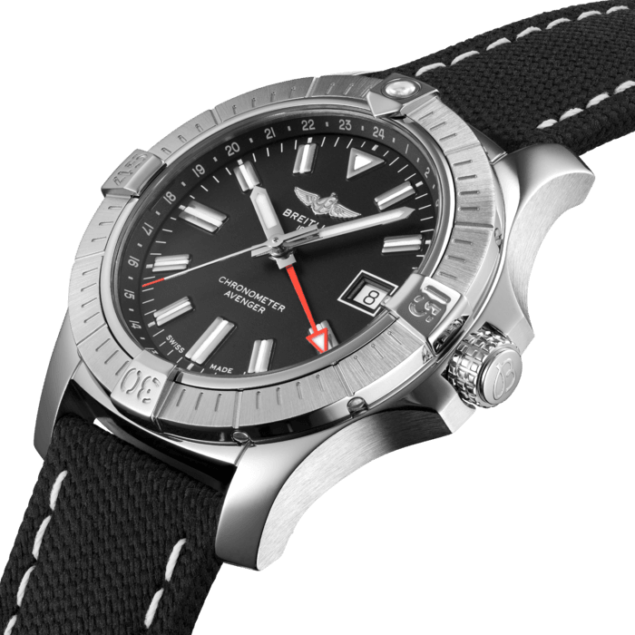 Breitling Avenger Automatic GMT 43 Black Dial Black Nylon Strap Watch for Men - A32397101B1X1