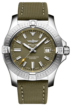 Breitling Avenger Automatic GMT 43 Green Dial Green Nylon Strap Watch for Men - A17318101L1X1