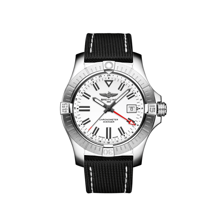 Breitling Avenger Automatic GMT 43 White Dial Black Nylon Strap Watch for Men - A32397101A1X1