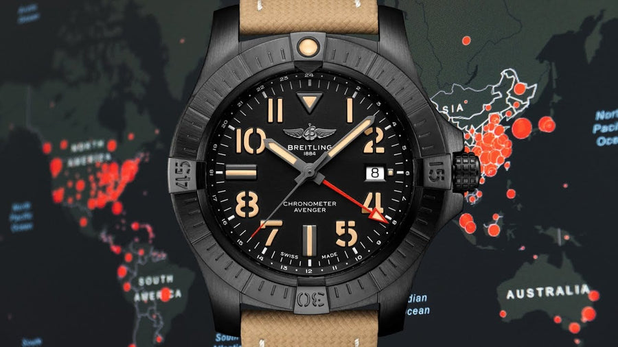 Breitling Avenger Automatic GMT 45 Black Dial Brown Nylon Strap Watch for Men - V32395101B1X1