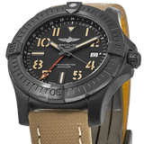 Breitling Avenger Automatic GMT 45 Black Dial Brown Nylon Strap Watch for Men - V32395101B1X1