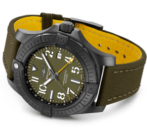 Breitling Avenger Automatic GMT 45 Night Mission Green Dial Green Nylon Strap Watch for Men - V323952A1L1X1