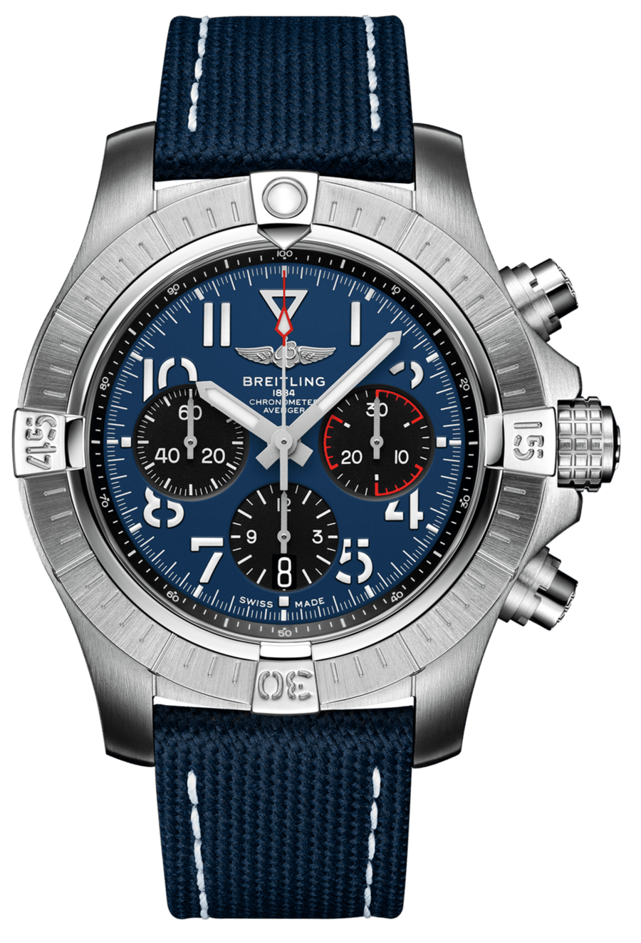 Breitling Avenger B01 Chronograph 45 Blue Dial Blue Nylon Strap Watch for Men - AB01821A1C1X1
