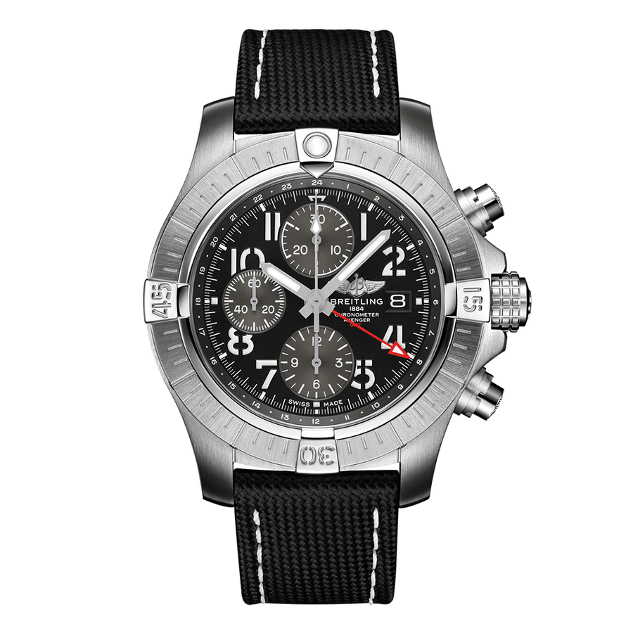 Breitling Avenger B01 Chronograph GMT Black Dial Black Nylon Strap Watch for Men - A24315101B1X1