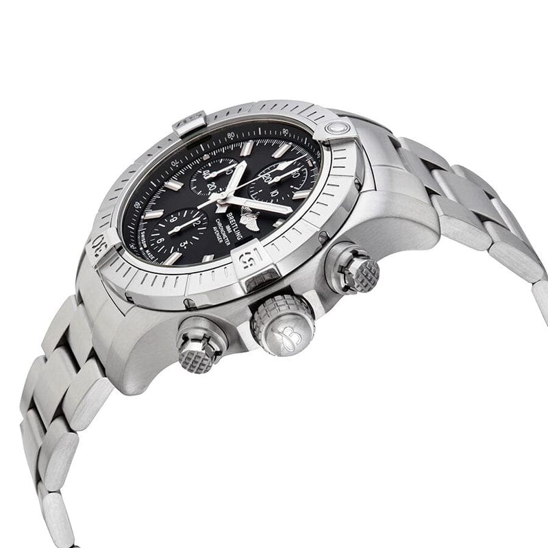 Breitling Avenger Chronograph 43 Black Dial Silver Steel Strap Watch for Men - A13385101B1A1