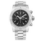 Breitling Avenger Chronograph 43 Black Dial Silver Steel Strap Watch for Men - A13385101B1A1