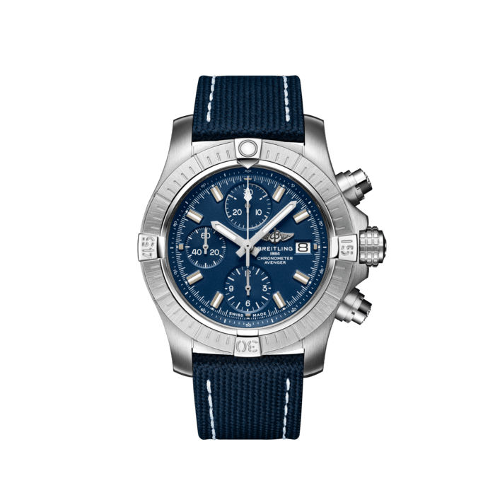 Breitling Avenger Chronograph 43 Blue Dial Blue Nylon Strap Watch for Men - A13385101C1X1