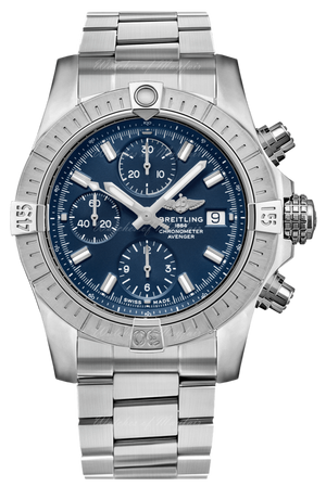 Breitling Avenger Chronograph 45mm Blue Dial Silver Steel Strap Watch for Men - A13317101C1A1