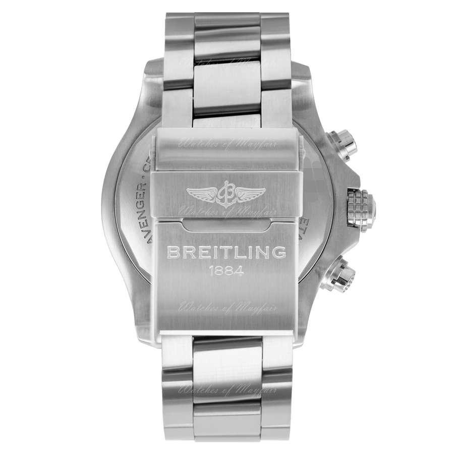 Breitling Avenger Chronograph 45mm Black Dial Silver Steel Strap Watch for Men - A13317101B1A1