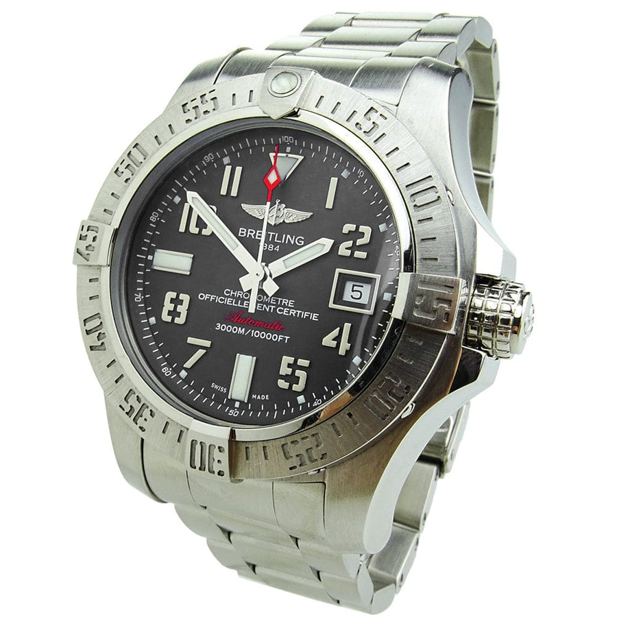 Breitling Avenger II Seawolf 45mm Grey Dial Silver Steel Strap Mens Watch - A1733110/F563