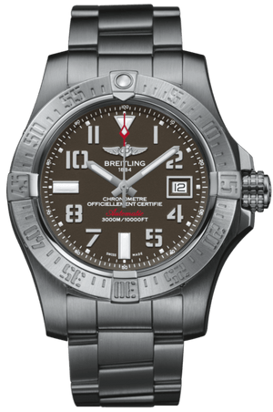 Breitling Avenger II Seawolf 45mm Grey Dial Silver Steel Strap Mens Watch - A1733110/F563