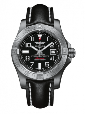 Breitling Avenger II Seawolf Stainless Steel 45mm Volcano Black Leather Strap Mens Watch - A1733110/BC31/436X