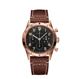 Breitling Avi 1953 Edition Black Dial Brown Leather Strap Watch for Men - RB0920131B1X1