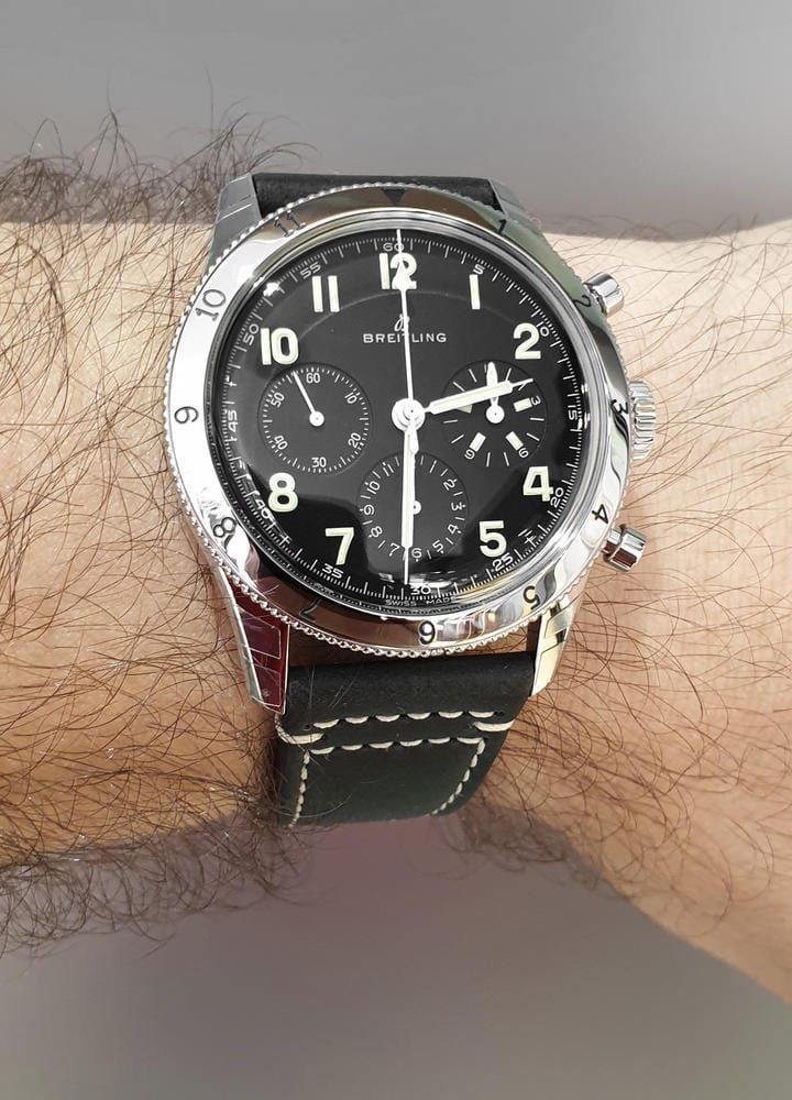 Breitling Avi Ref. 765 1953 Re-Edition Black Dial Black Leather Strap Watch for Men - AB0920131B1X1