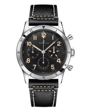 Breitling Avi Ref. 765 1953 Re-Edition Black Dial Black Leather Strap Watch for Men - AB0920131B1X1