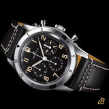 Breitling Avi Ref. 765 1953 Re-Edition Black Dial Black Leather Strap Watch for Men - AB0920131B1X1