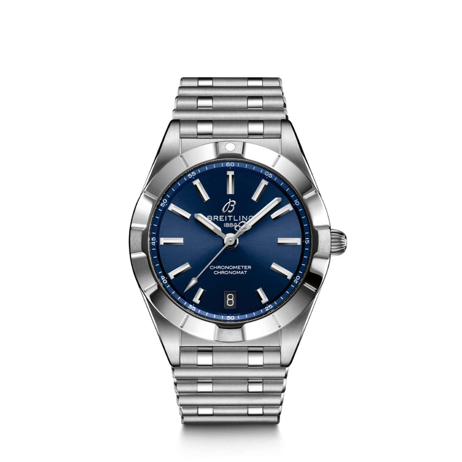 Breitling Chronomat 32 Blue Dial Silver Steel Strap Watch for Women - A77310101C1A1