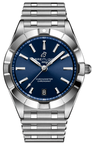 Breitling Chronomat 32 Blue Dial Silver Steel Strap Watch for Women - A77310101C1A1
