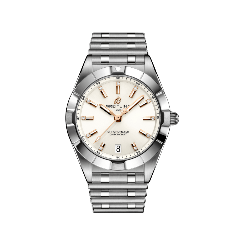 Breitling Chronomat 32 Diamonds White Dial Silver Steel Strap Watch for Women - A77310101A3A1