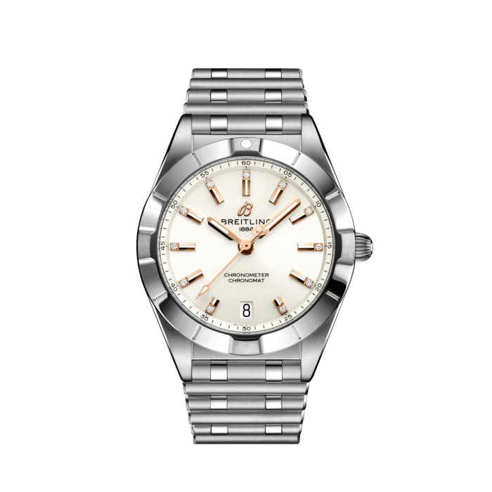 Breitling Chronomat 32 Diamonds White Dial Silver Steel Strap Watch for Women - A77310101A3A1