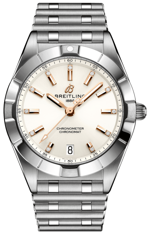 Breitling Chronomat 32 Diamonds White Dial Silver Steel Strap Watch for Women - A77310101A3A1