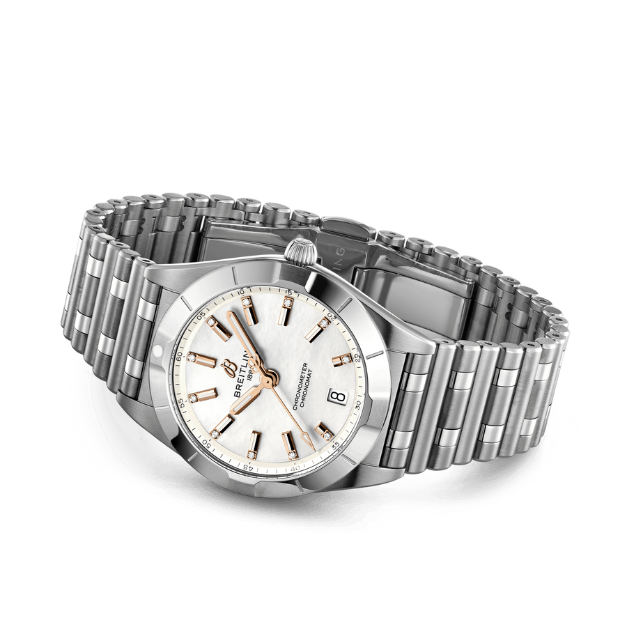 Breitling Chronomat 32 Mother of Pearl Dial Silver Steel Strap Watch for Women - A77310101A4A1