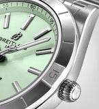 Breitling Chronomat Automatic 36 Green Dial Silver Steel Strap Watch for Women - A10380101L1A1