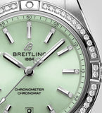 Breitling Chronomat Automatic 36 Diamonds Green Dial Two Tone Steel Strap Watch for Women - A10380591L1A1