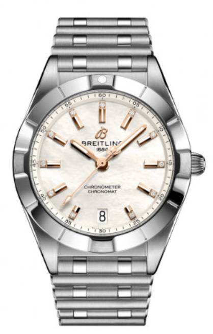 Breitling Chronomat 36 Mother of Pearl Dial Silver Steel Strap Watch for Women - A10380101A4A1
