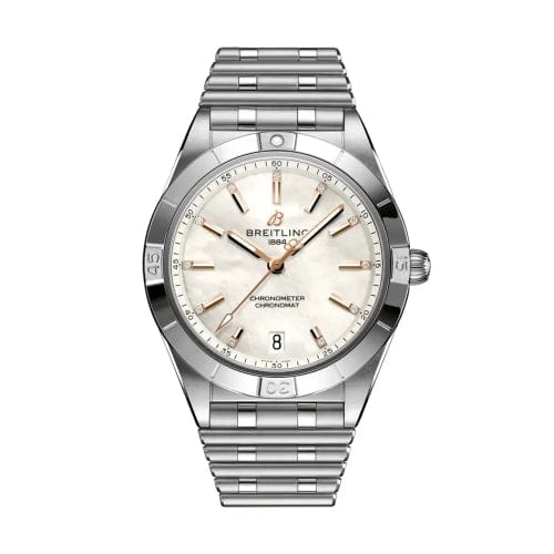 Breitling Chronomat 36 Mother of Pearl Dial Silver Steel Strap Watch for Women - A10380101A4A1
