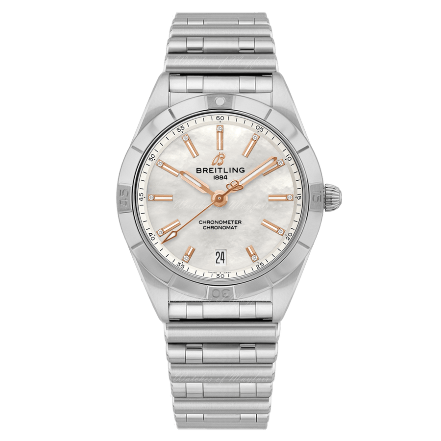 Breitling Chronomat 36 Mother of Pearl Dial Silver Steel Strap Watch for Women - A10380101A4A1
