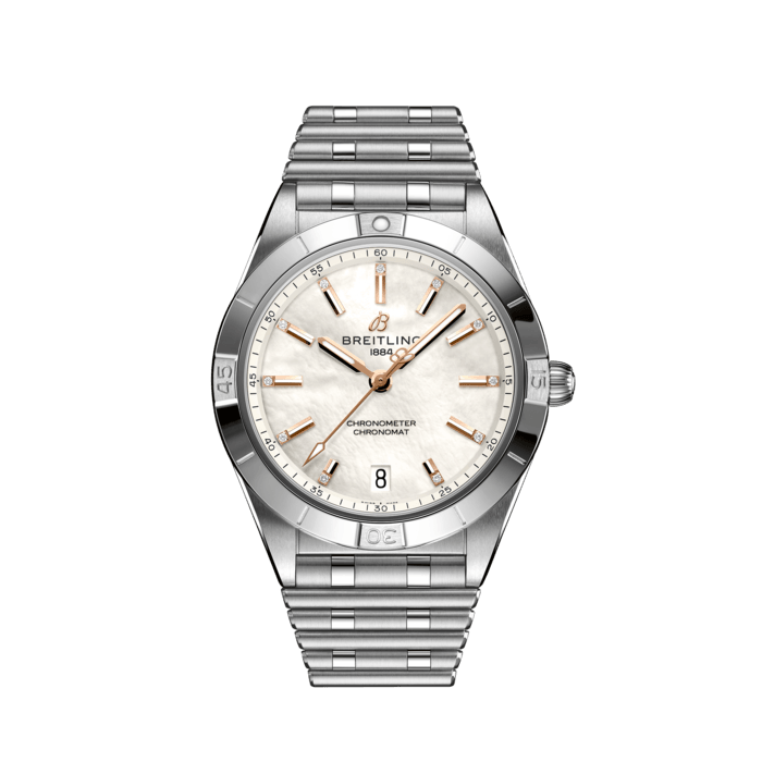 Breitling Chronomat 36 Mother of Pearl Dial Silver Steel Strap Watch for Women - A10380101A4A1