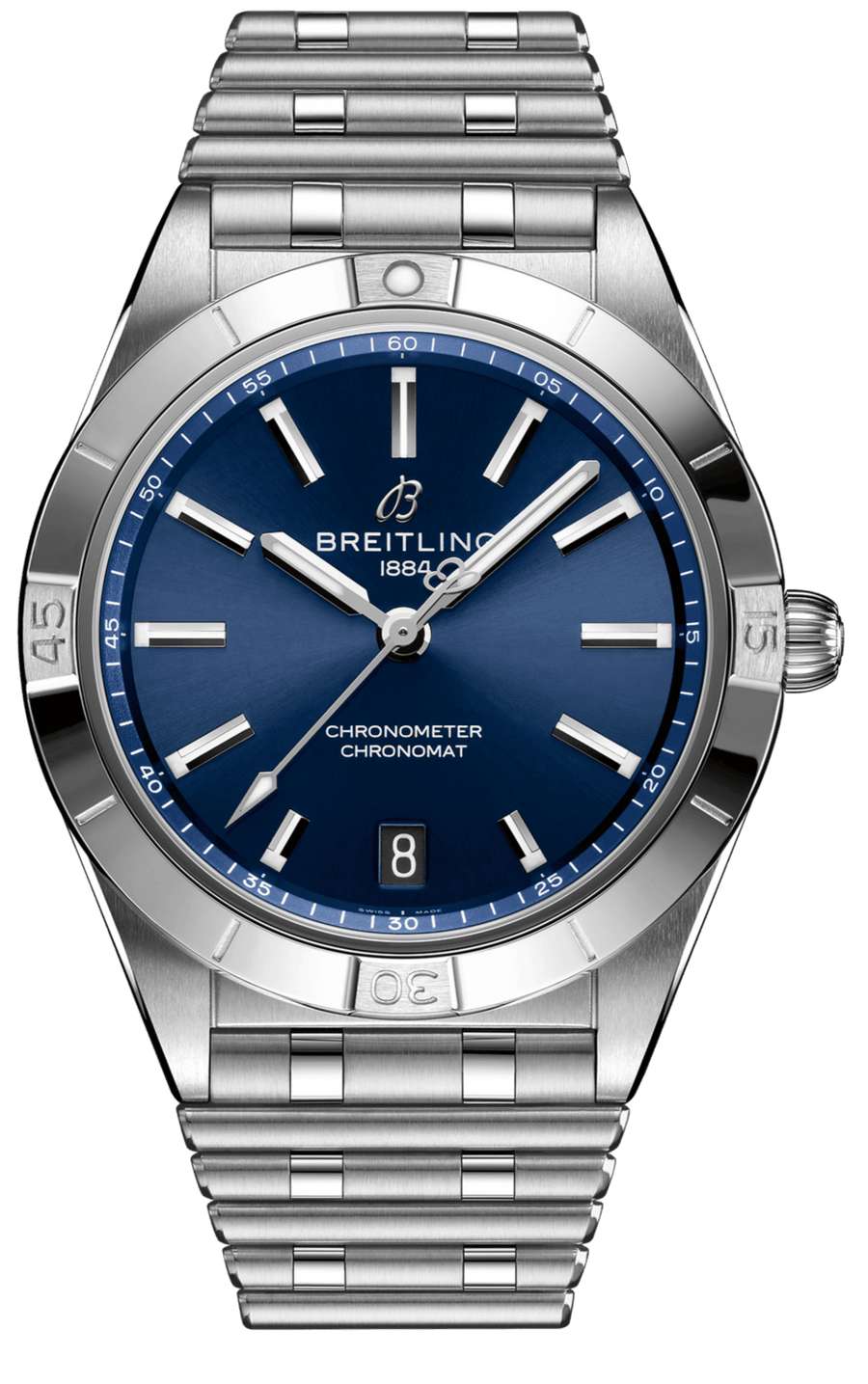 Breitling Chronomat Automatic 36 Blue Dial Silver Steel Strap Watch for Women - A10380101C1A1